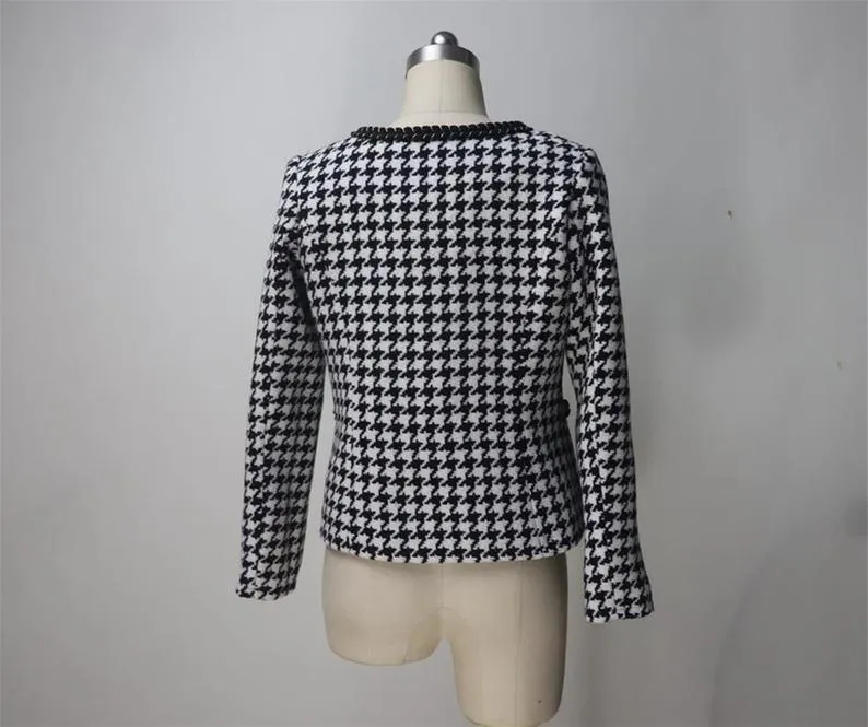 Womens Designer Inspired Custom Made Tweed Houndstooth Blazer   Skirt Suit