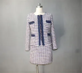 Womens Designer Inspired Custom Made Tweed Houndstooth Blazer   Skirt Suit