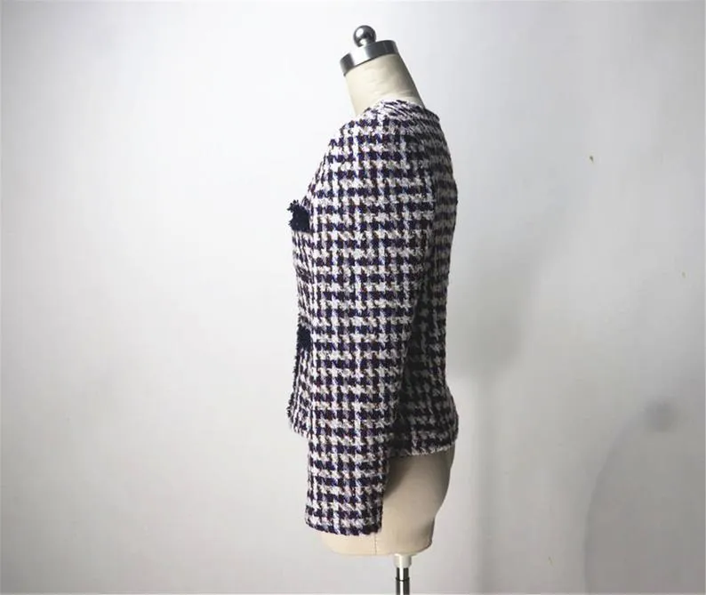 Womens Designer Inspired Custom Made Tweed Houndstooth Blazer   Skirt Suit