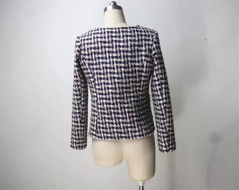 Womens Designer Inspired Custom Made Tweed Houndstooth Blazer   Skirt Suit