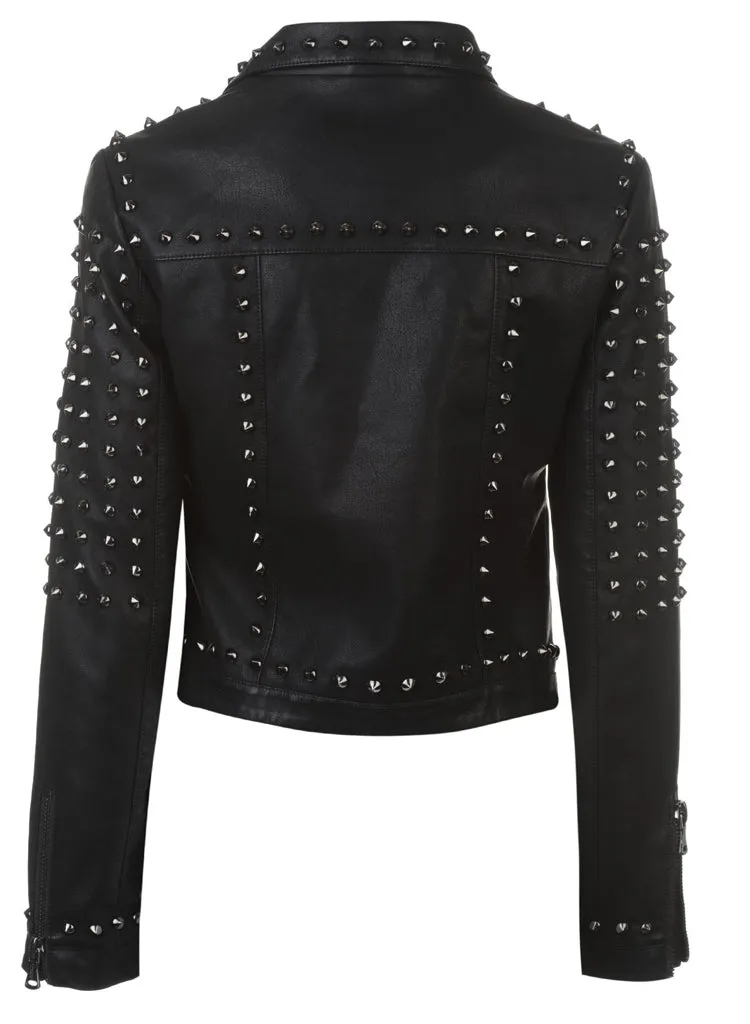 Women's Girls BlackSeal Studded Goth Punk Biker Jacket