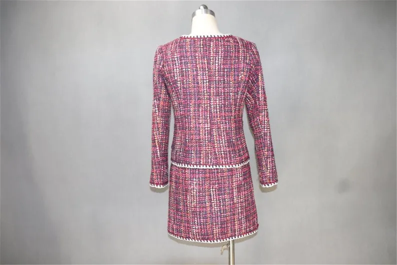 Women's Tailor Made Tweed Red Blazer   Skirt Suit