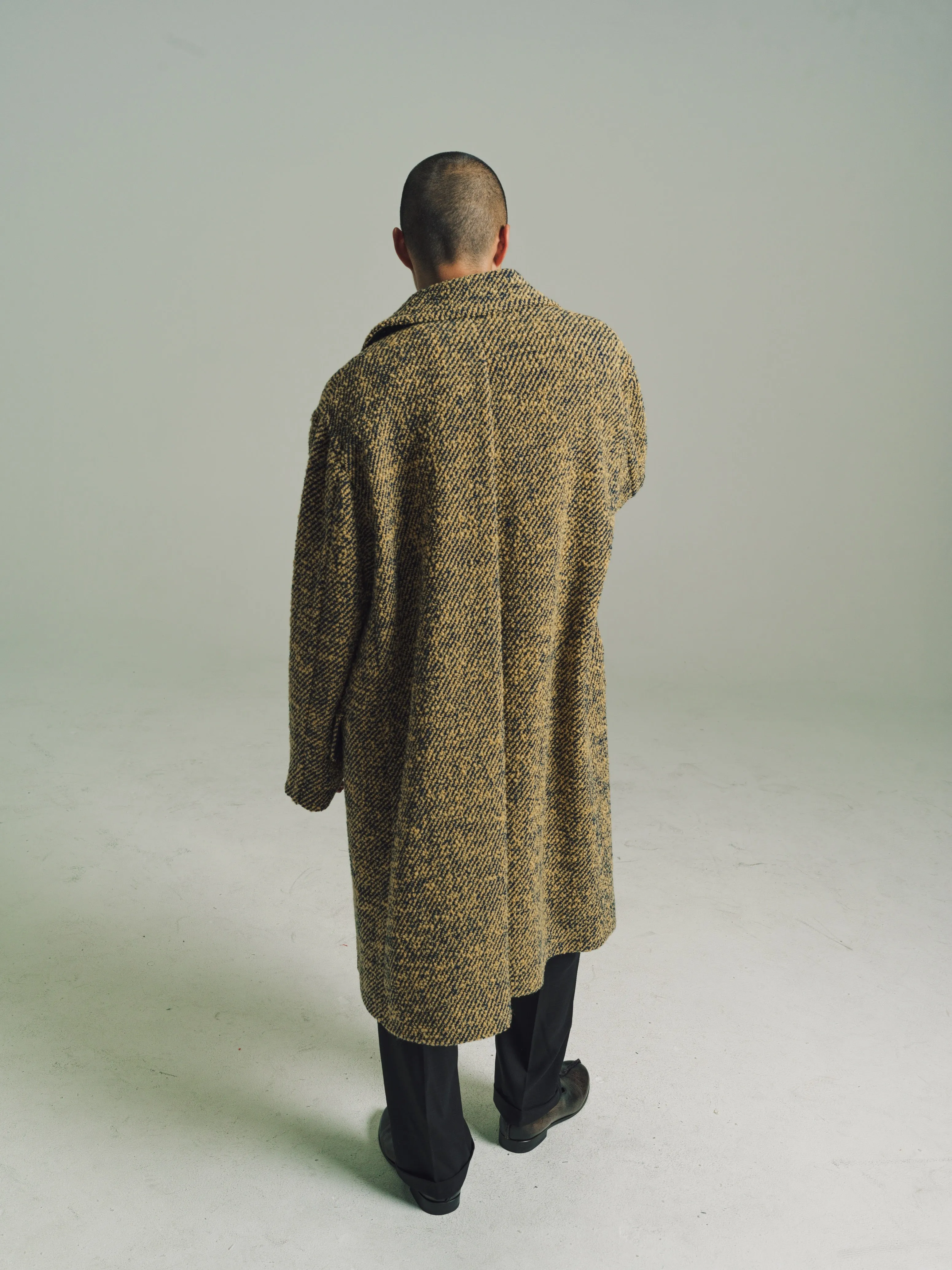 Yellow & Blue Wool Heavy Tweed Liberty Coat