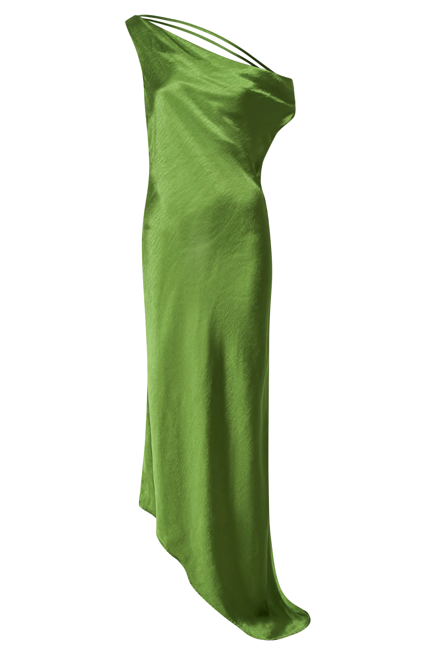 Yvette Slip Maxi Dress With Asymmetrical Hem - Emerald